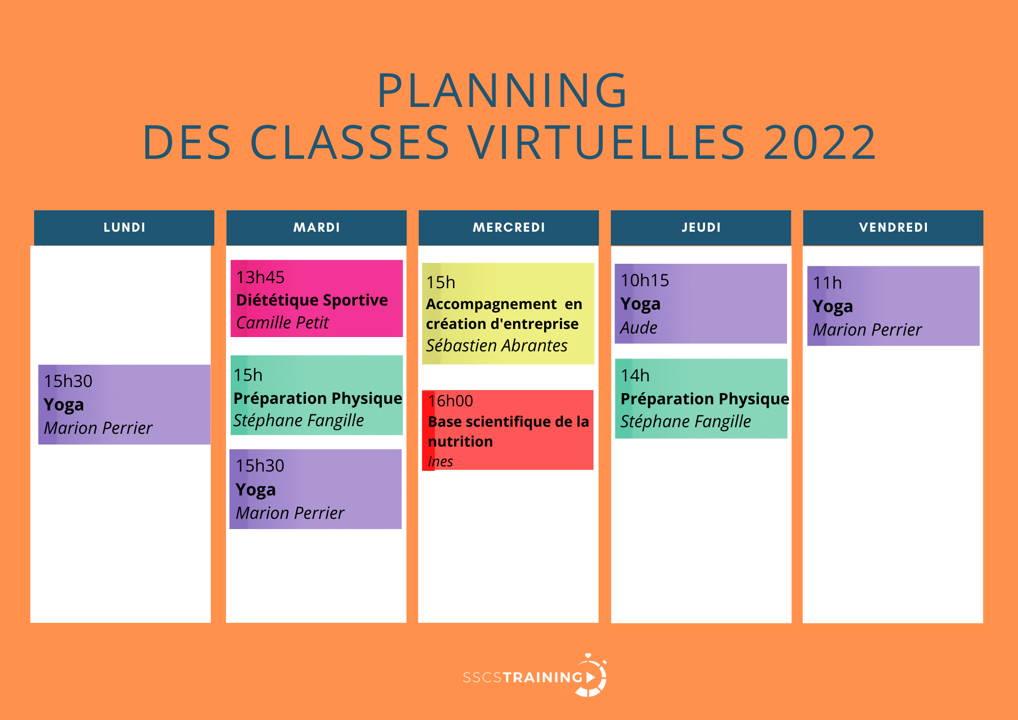 Planning des classes virtuelles
